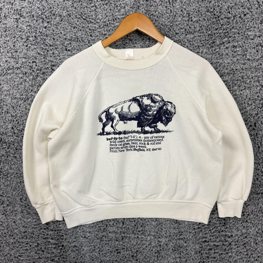 Vintage 70s 80s Buffalo NY Velva Sheen Sweatshirt Adult Large Graphic Fleece USA